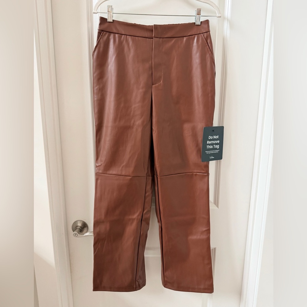 Lulu's Brown Faux Leather Pants